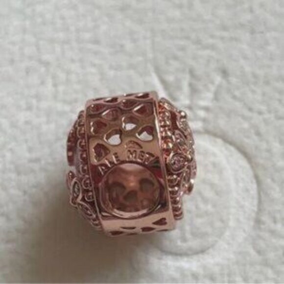 Rose Gold Floral Charm with Pink Crystal - Picture 5 of 5